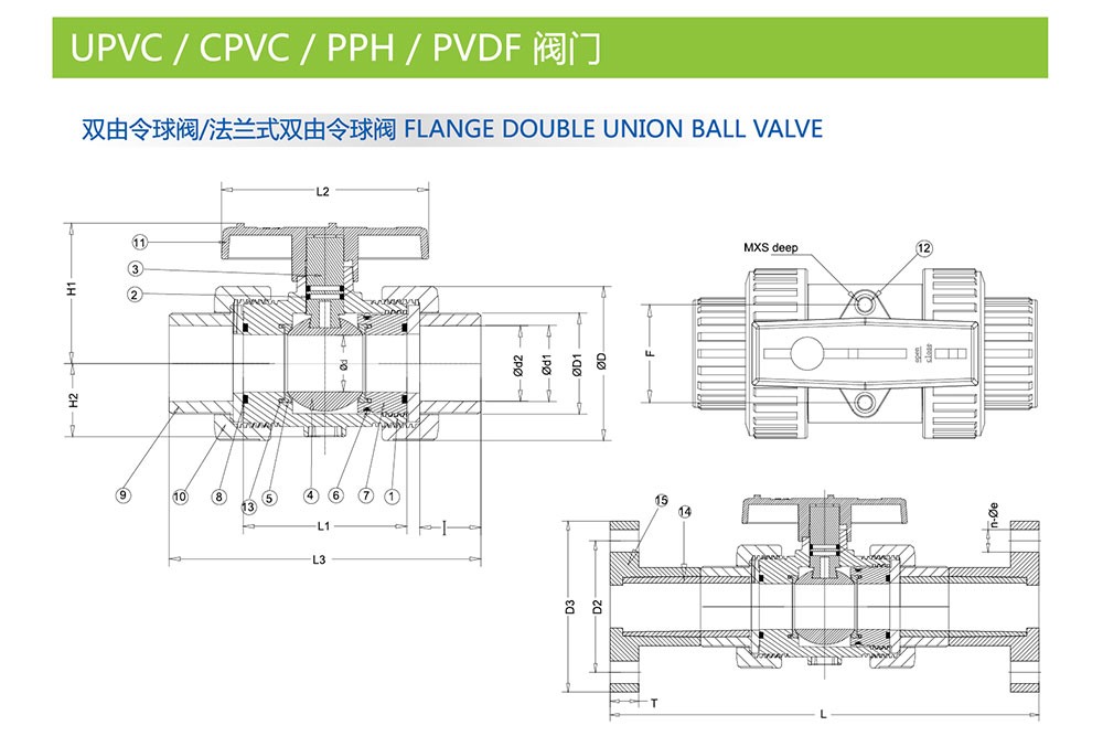 雙由令PVC兩通球閥結(jié)構(gòu)